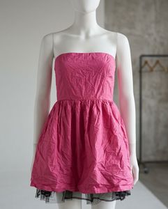 LUXURY Pink Strapless Tulle Hem Dress
