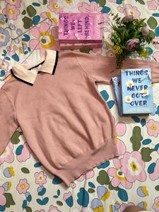Pink Collared Knit Sweater