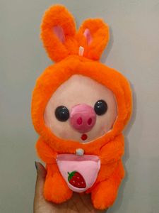 Cute Pig Plush Toy with Strawberry Detail