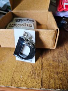 Unique D Letter keychain with Leaf Charm