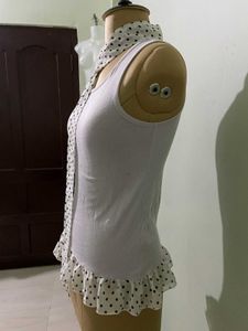 Lavender  Ruffle bolka dot top