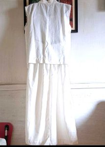 Chic White Embroidered Co-ord Set