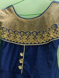Elegant Blue &amp; Gold Ethnic Gown