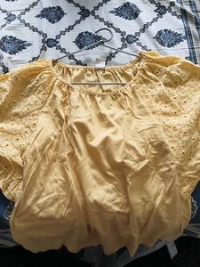 Yellow Eyelet Crop Top