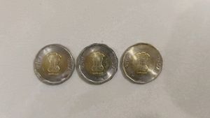 Three Pieces 20 Rupees Coins 75 Years Independence