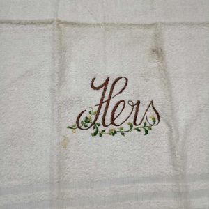 2 White Towel Set - His &amp; Hers