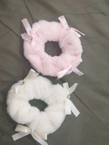 Faux Fur Scrunchies with Bows & Gems