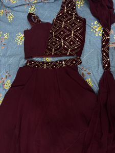 Maroon Designer Lehenga Choli Set