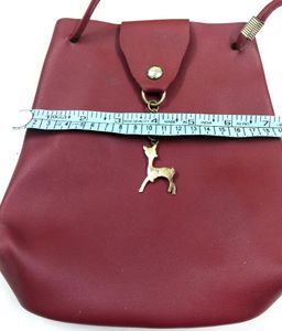 Sling bag Red Puf leather Arjustable/unique fan