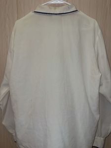 Elegant Cream Blouse with Blue Embroidery
