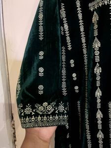 green velvet kurta set