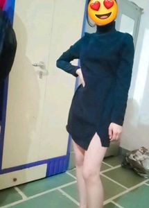 Chic Black Turtleneck Mini Dress