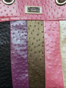 Chic Striped Ostrich Embossed Handbag