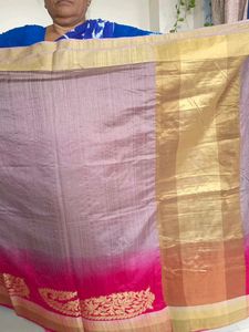 Elegant Pink &amp; Grey Saree