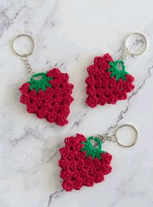 Crochet Strawberry Keychain