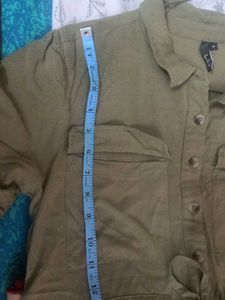 Olive Green Button-Up Shirt Dress