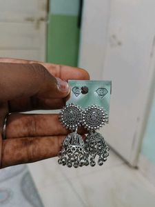 Silver Oxidized Jhumka Earrings