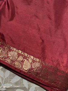 Rich Maroon Silk Saree with Gold Border