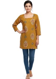Elegant Mustard Printed Kurta