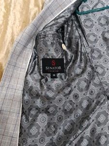 Men's Light Gray Plaid Blazer