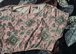 Pleated Paisley Print crop Top freesize