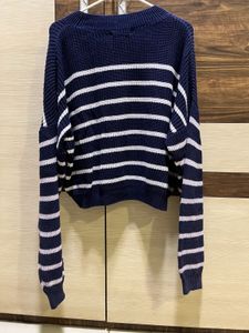 Sriped Blue Knit Sweater