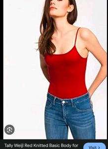 Red Knitted telly weij cotton bodysuit 👍