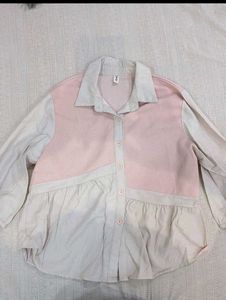 Chic Pink & Cream Colorblock Tunic Top