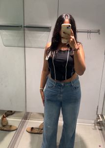Wide Leg Blue Denim Jeans