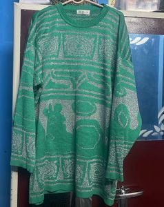 Green &amp; Silver Knit Sweater top