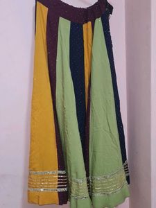 Colorful Striped Ethnic chaniya choli 💚🤎💙💛