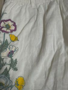 White Floral Embroidered Shorts