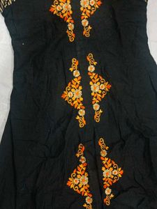 Black Kurta with Orange Border
