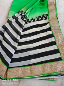 Synthetic Sari Used Hardly Twice No Blouse Pc