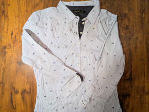 Zara Basic Blue Striped Printed Shirt