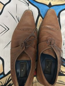 Louis Philippe Brown Leather Dress Shoes