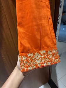 Orange Embroidered kurta set