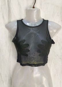 Mesh Hand Detail Crop Top