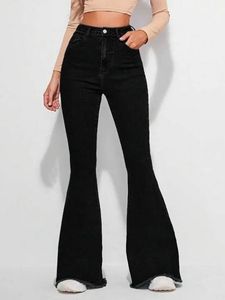Black raw hem  Flare Jeans