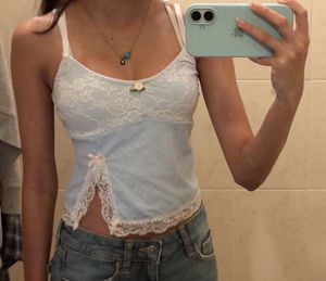 Cute Blue Lace Cami Top