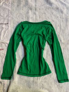 y2k vintage green leopard fitted top