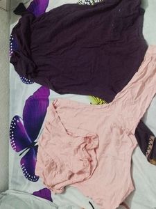 Embroidered Kurta Set - Pink &amp; Purple