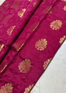 Elegant Pink Silk Saree with Gold Border