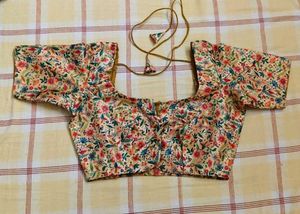 Floral Print Blouse with Tie-Up Back