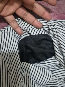 Black Top and Striped Skirt Dress