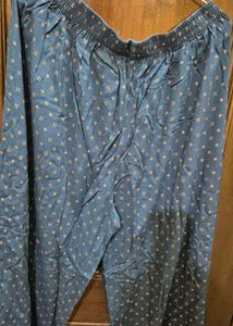 Blue Printed Kurta with Embellished Neckline