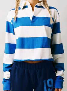 Blue & White Striped Rugby Shirt