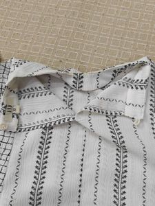 Elegant White &amp; Grey Printed top