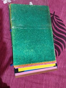 3 Glitter And 9 Plain Multicolour Foam Paper