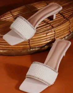 Elegant White Embellished Heels